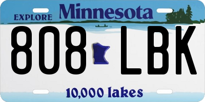 MN license plate 808LBK