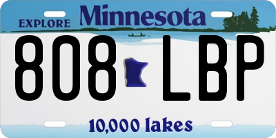 MN license plate 808LBP