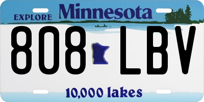 MN license plate 808LBV