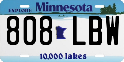 MN license plate 808LBW