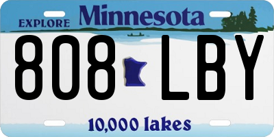 MN license plate 808LBY