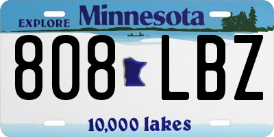 MN license plate 808LBZ