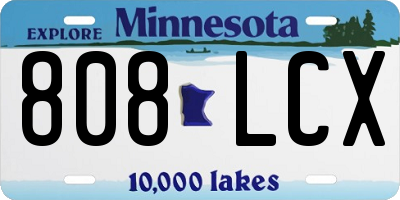 MN license plate 808LCX