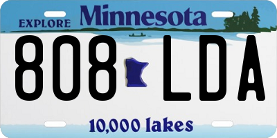 MN license plate 808LDA