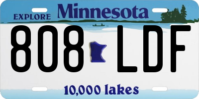 MN license plate 808LDF