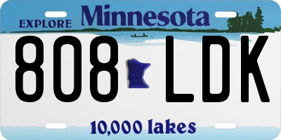 MN license plate 808LDK