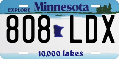 MN license plate 808LDX