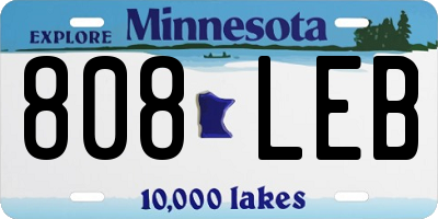 MN license plate 808LEB
