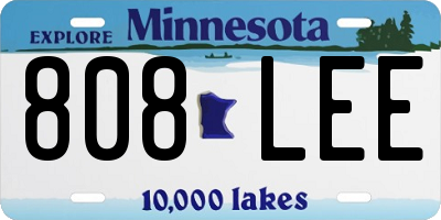 MN license plate 808LEE