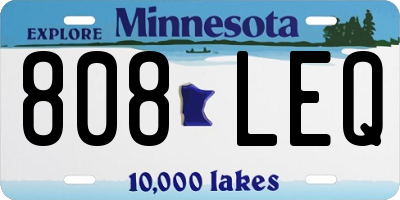 MN license plate 808LEQ