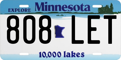 MN license plate 808LET