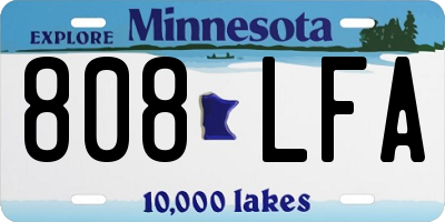 MN license plate 808LFA