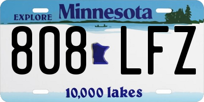 MN license plate 808LFZ