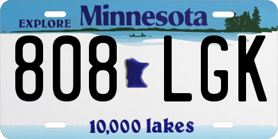MN license plate 808LGK