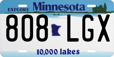 MN license plate 808LGX