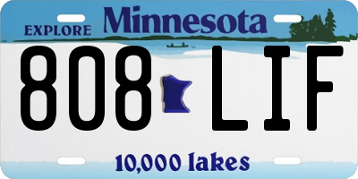 MN license plate 808LIF