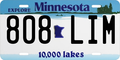 MN license plate 808LIM