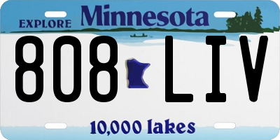 MN license plate 808LIV