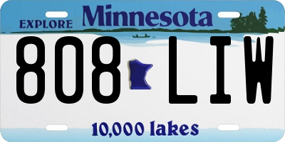 MN license plate 808LIW