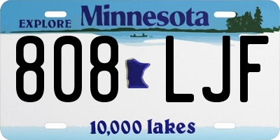 MN license plate 808LJF