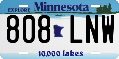 MN license plate 808LNW
