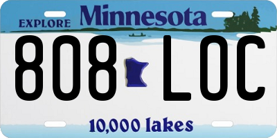 MN license plate 808LOC