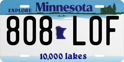 MN license plate 808LOF