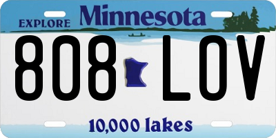 MN license plate 808LOV