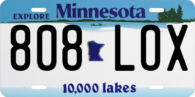 MN license plate 808LOX