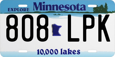 MN license plate 808LPK