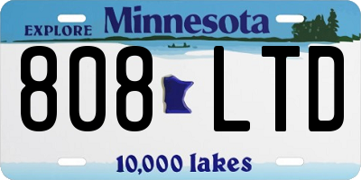 MN license plate 808LTD