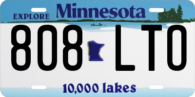 MN license plate 808LTO