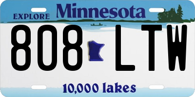 MN license plate 808LTW