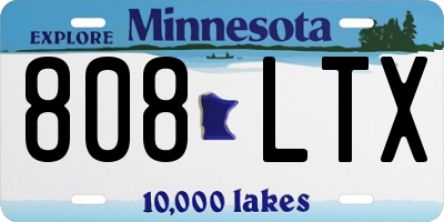 MN license plate 808LTX