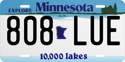 MN license plate 808LUE