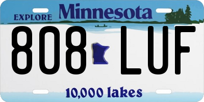 MN license plate 808LUF