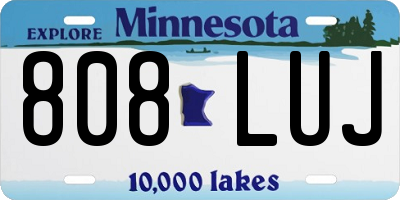 MN license plate 808LUJ