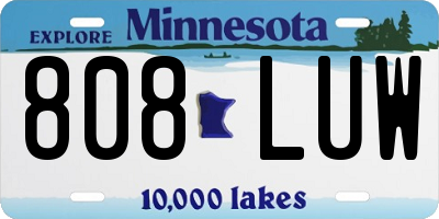 MN license plate 808LUW
