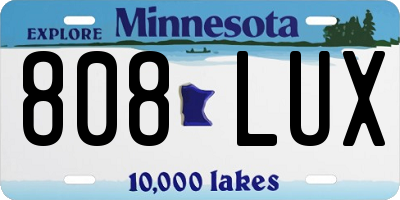 MN license plate 808LUX