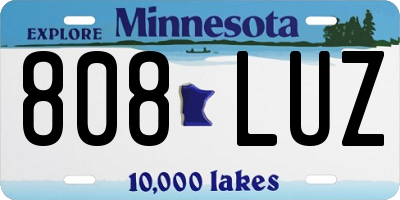 MN license plate 808LUZ