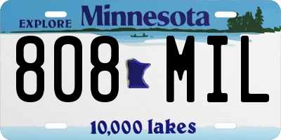 MN license plate 808MIL