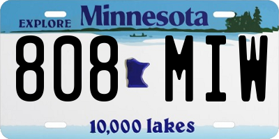 MN license plate 808MIW