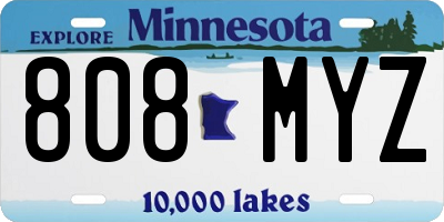 MN license plate 808MYZ