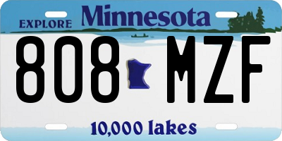 MN license plate 808MZF