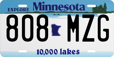 MN license plate 808MZG