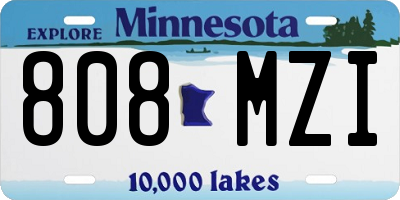 MN license plate 808MZI