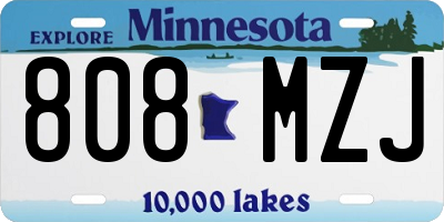 MN license plate 808MZJ