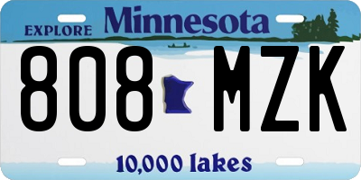 MN license plate 808MZK