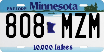 MN license plate 808MZM