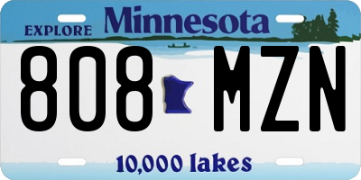 MN license plate 808MZN